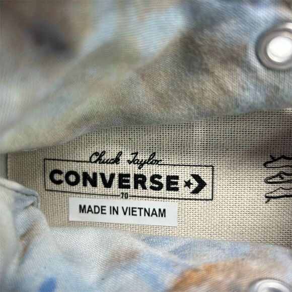 Converse Chuck 70 High Top Sneakers Blue Yellow Crinkled Tie Dye Design Size 7 - Picture 10 of 11